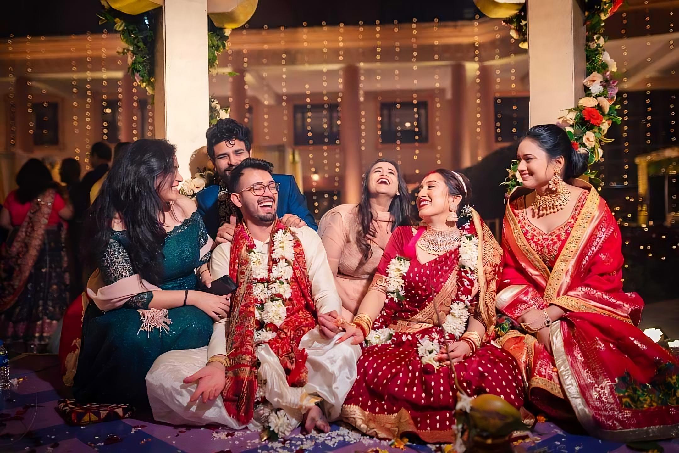 After married pic of Bengali bride and groom