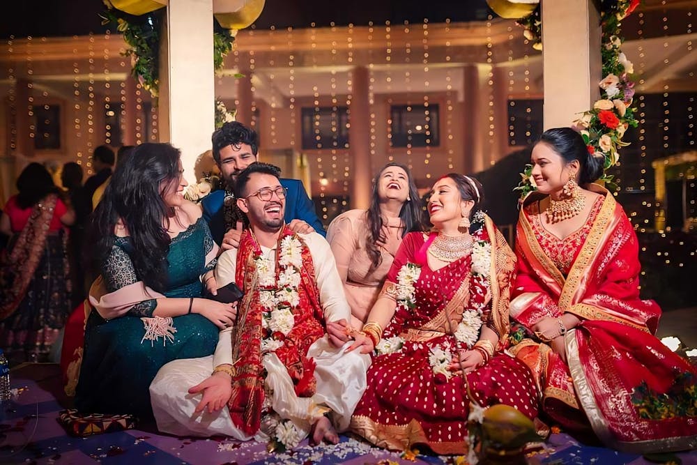A group picture with the newlyweds