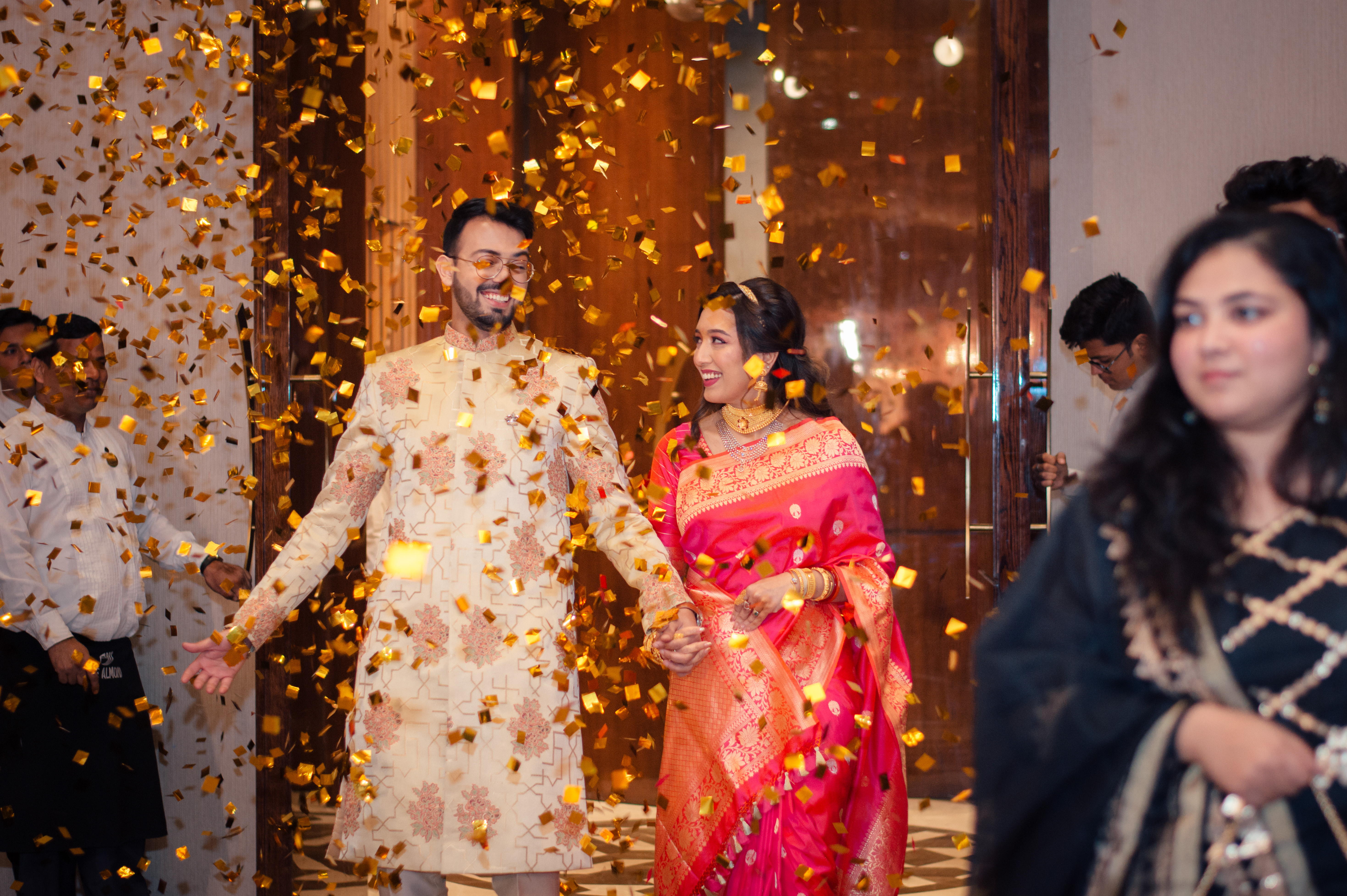 Couple grand entry in reception party pic