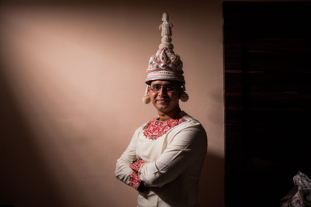 Bengali groom posing straight for camera pic