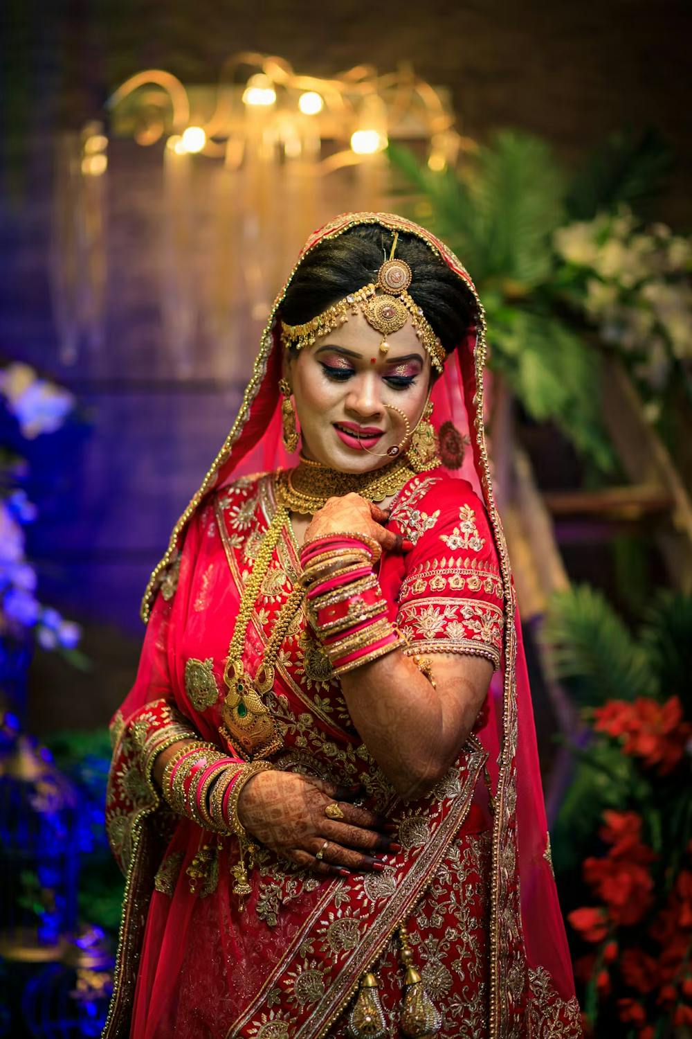 Candid bride in lehenga image