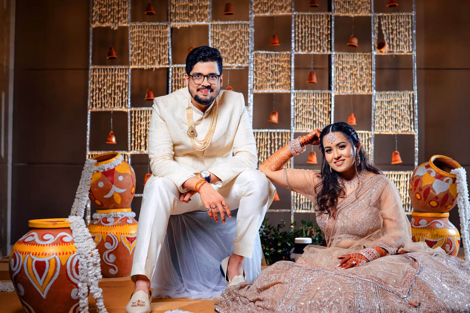 Bride posing in style with her groom