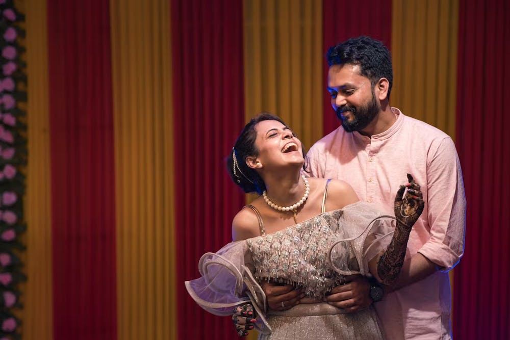 candid poses with groom