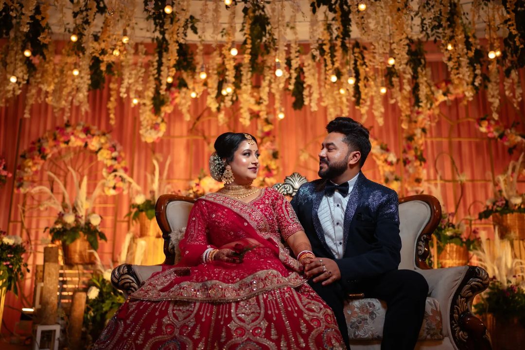 Photograph of Bengali Bride and Groom at Reception