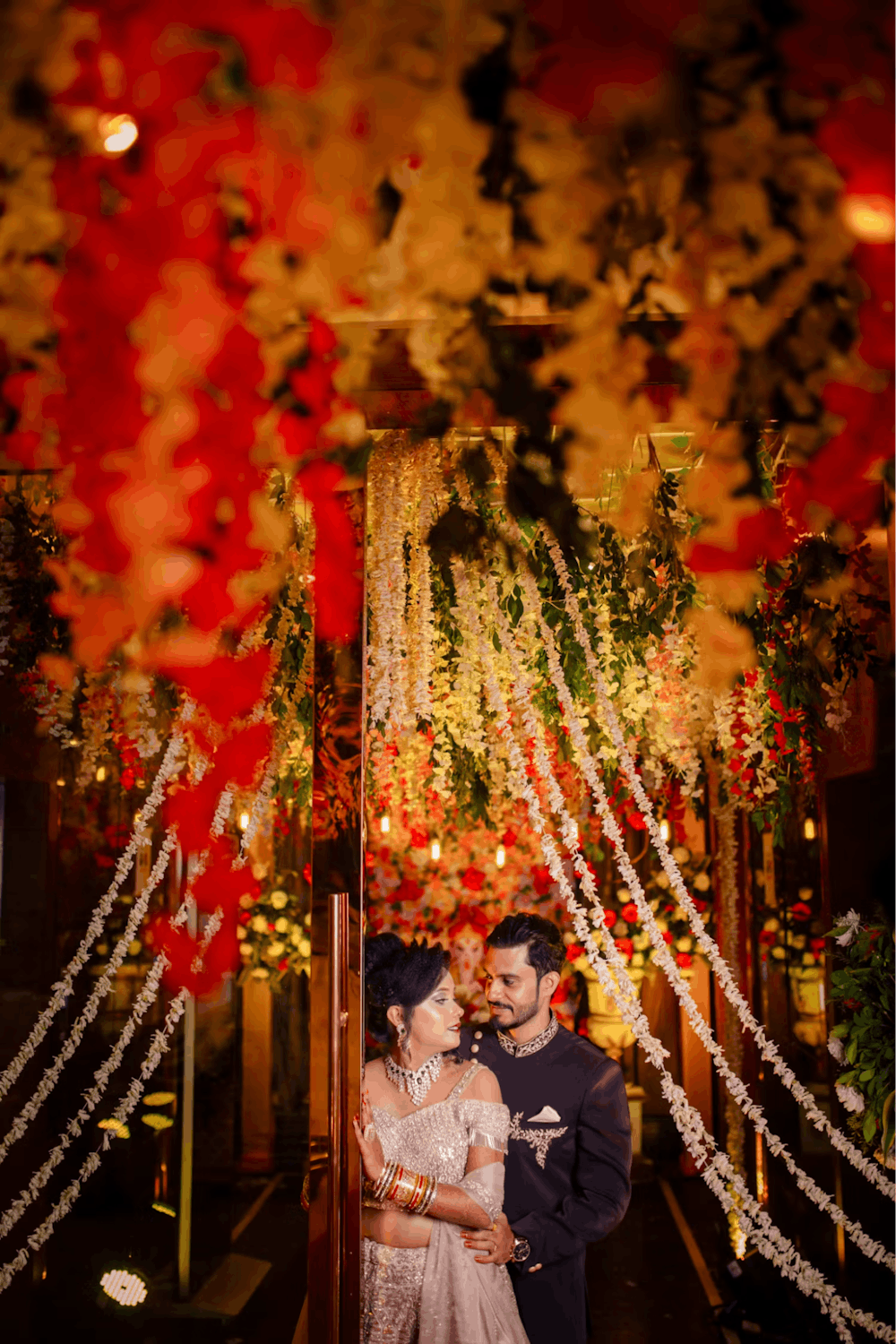 Photograph of Young Bengali Couple at Wedding Reception