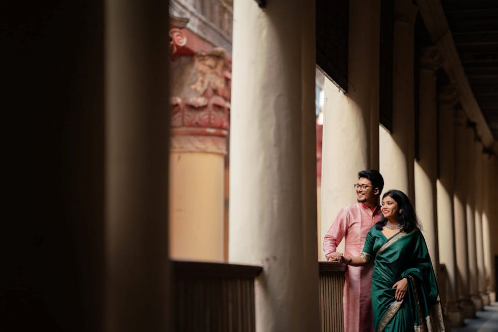 Young Bengali Couple at Serampore Rajbari near balcony