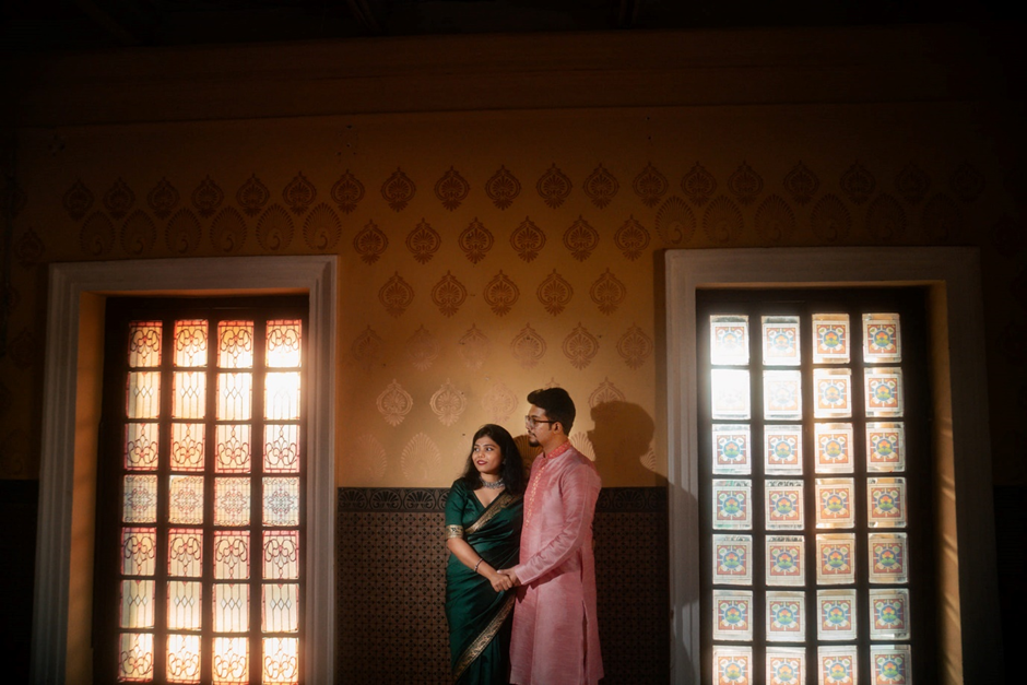 Young Bengali Couple at Serampore Rajbari holding hands