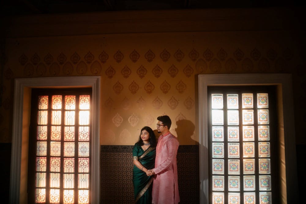 Young Bengali Couple at Serampore Rajbari holding hands