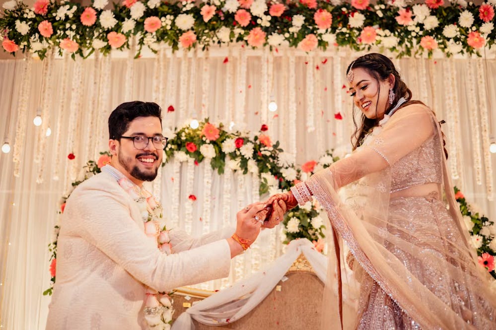 Indian couple at their engagement ceremony | Memories Designer