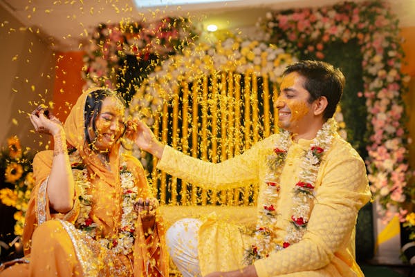 Couple Muslim Haldi wedding photographs