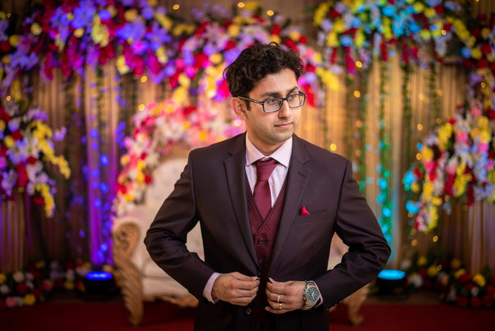 Single groom reception look pic