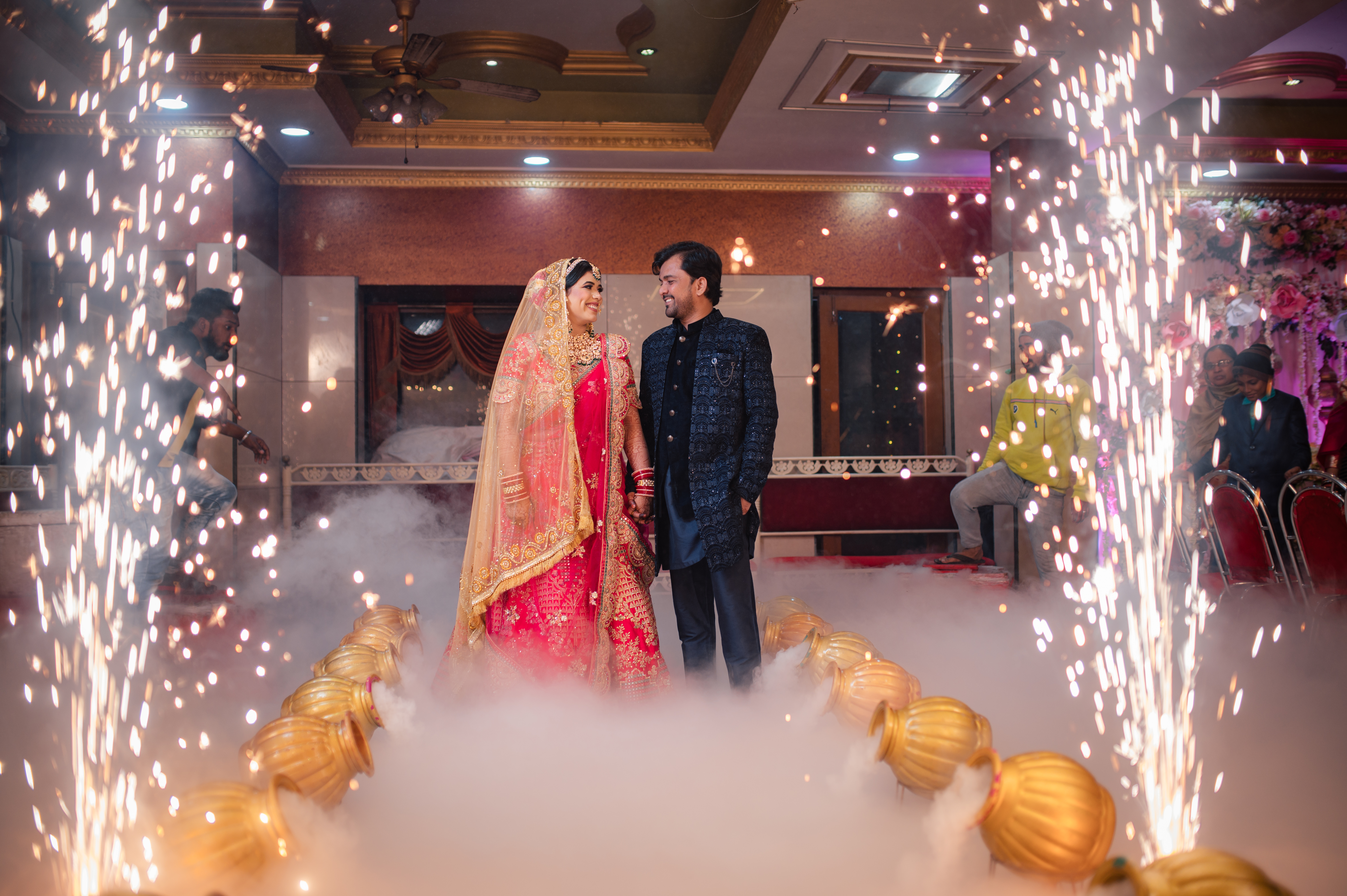 Muslim couple walking down the aisle pic
