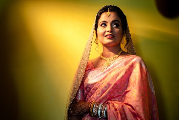 A candid image of a Muslim bride