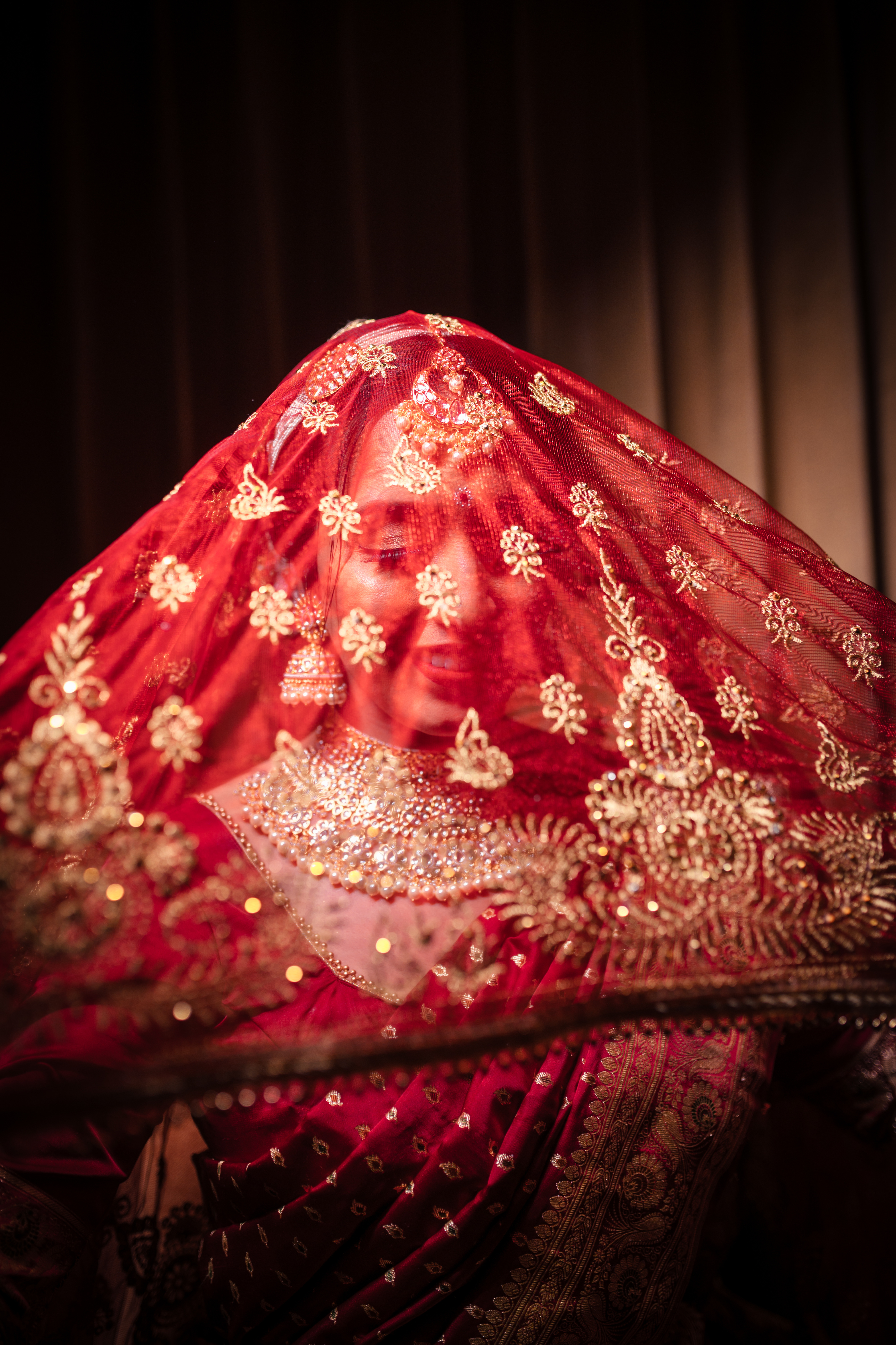 Bride in veil wedding pic