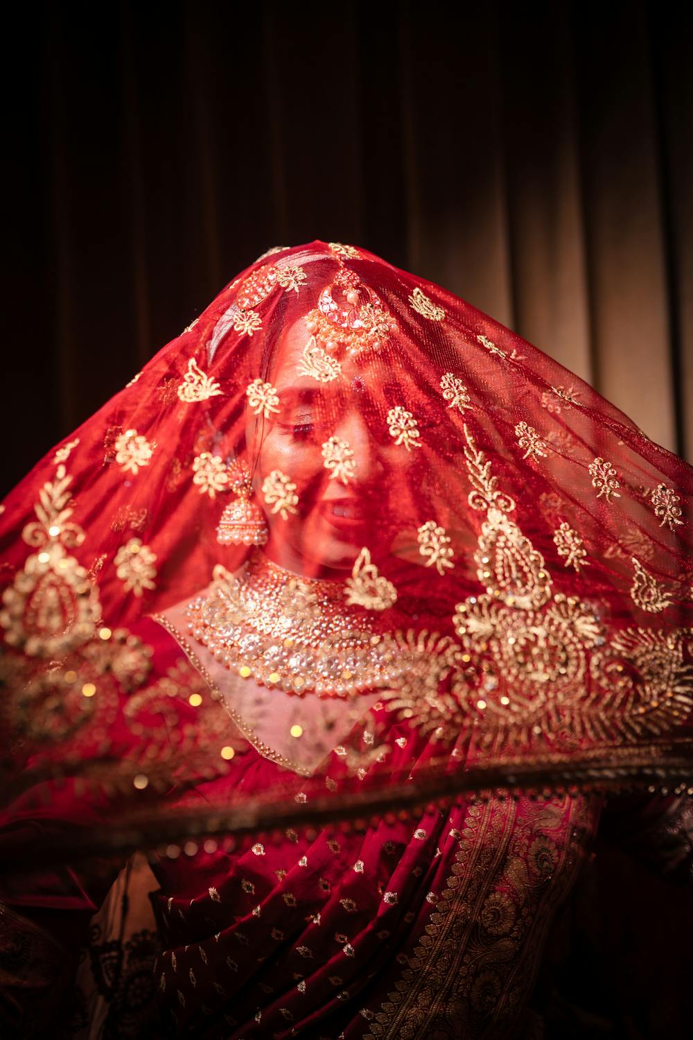 Bride in veil wedding pic