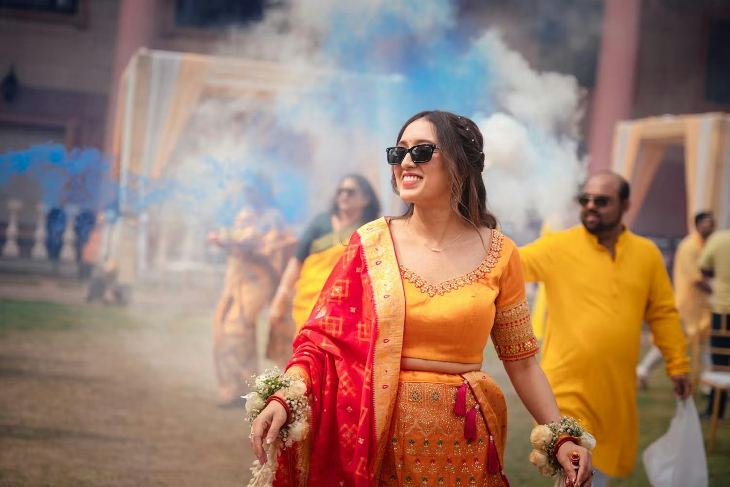 A colorful Bengali Gaye Holud ceremony pic