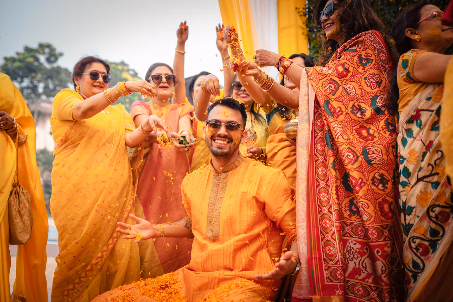 Groom enjoying in Haldi ceremony