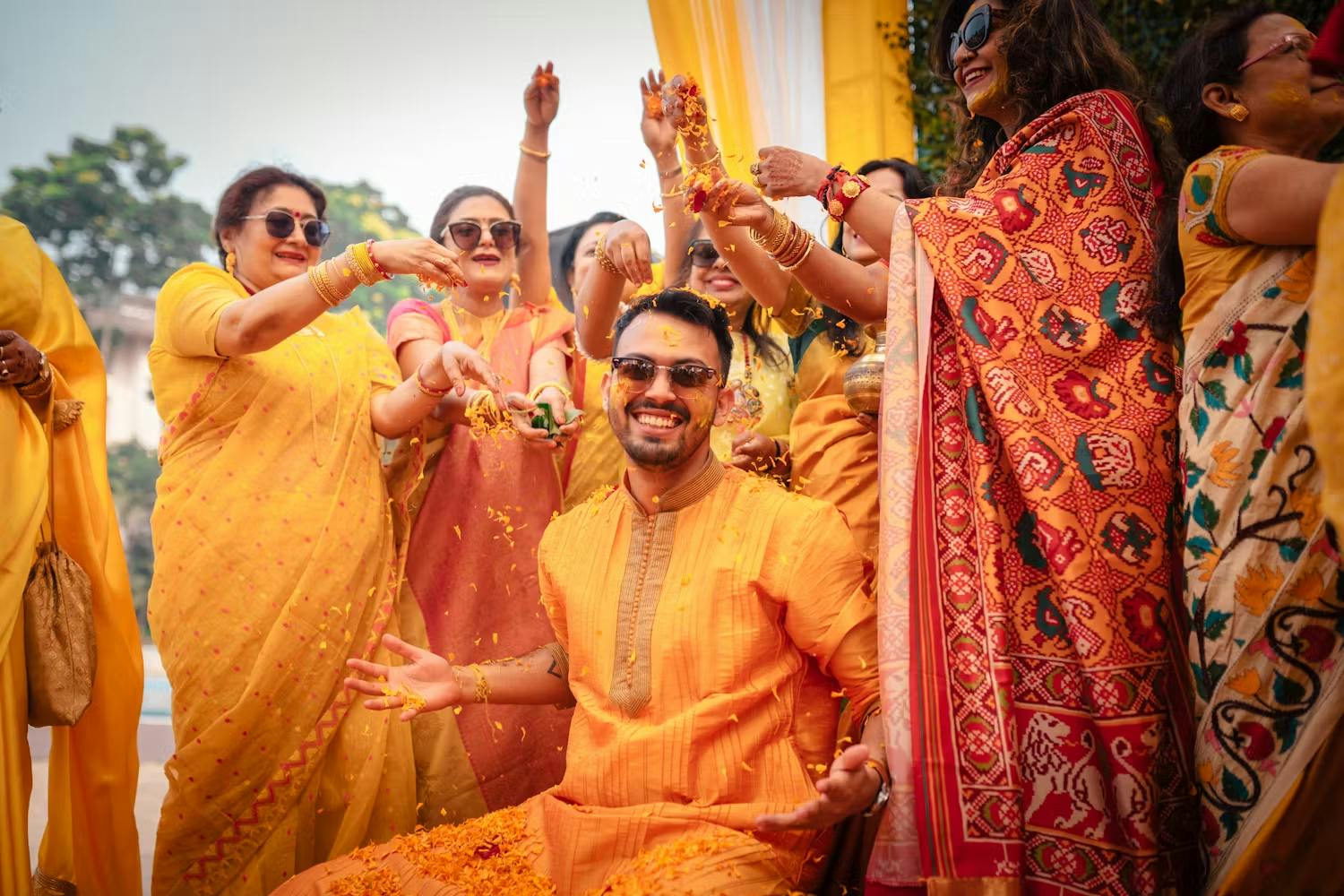 Groom enjoying in Haldi ceremony