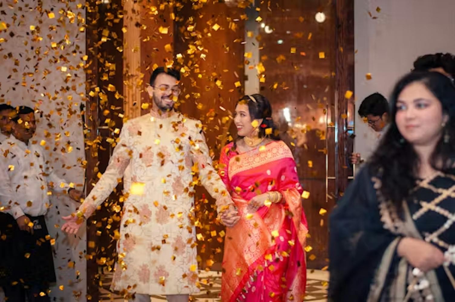 Couple grand entry in reception party pic