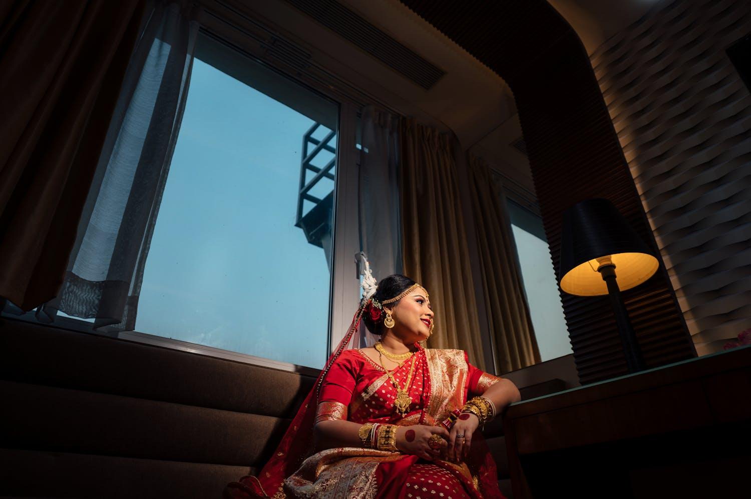 The Bride Decked Up in Her Banarasi Glory