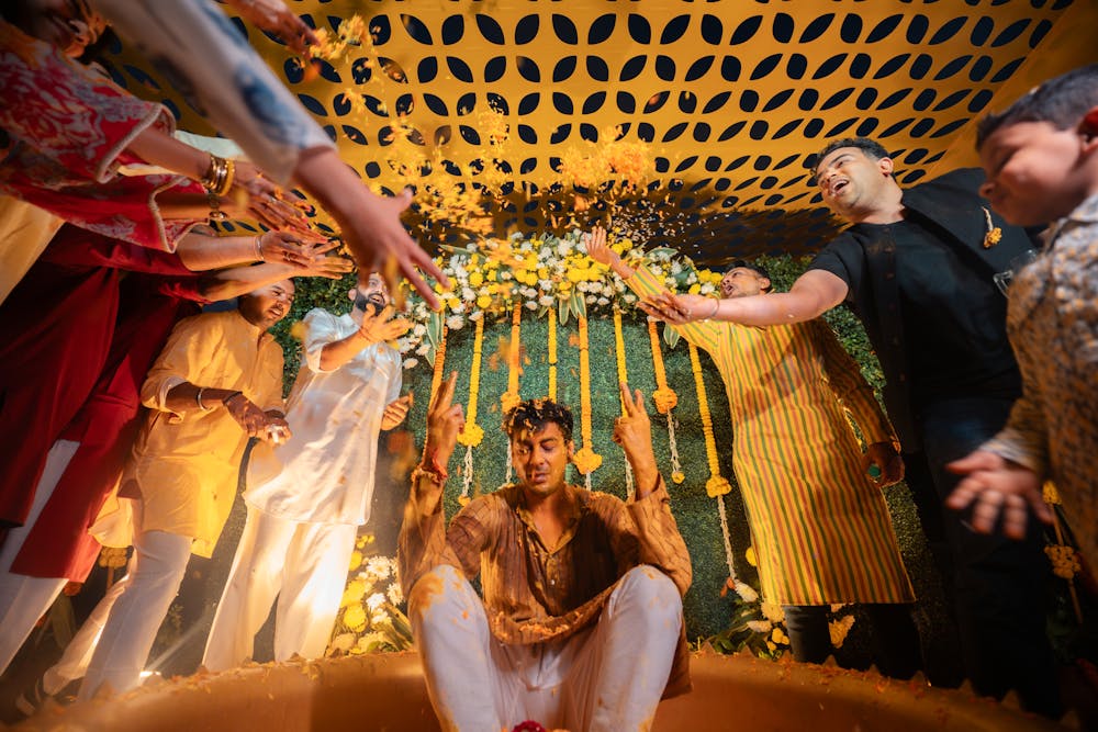 Groom haldi poses