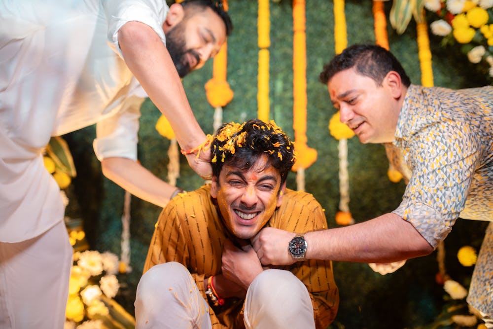 Groom haldi poses