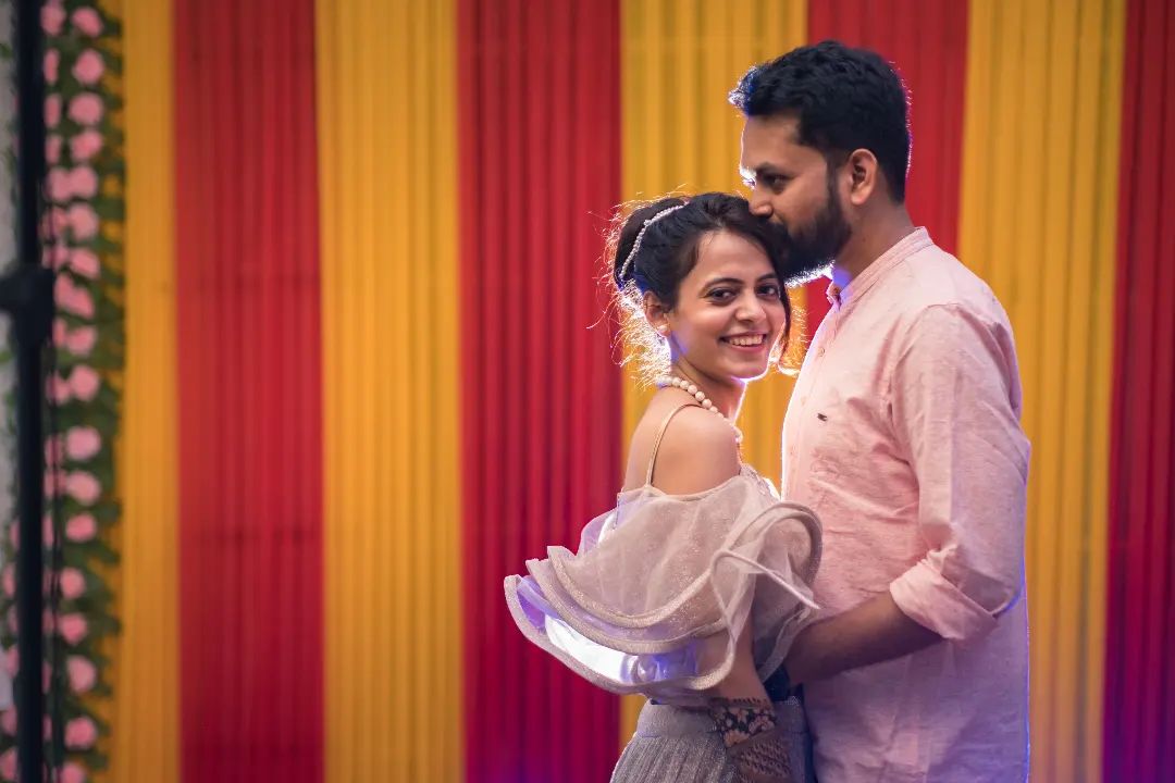 Pastel colour pre wedding dress