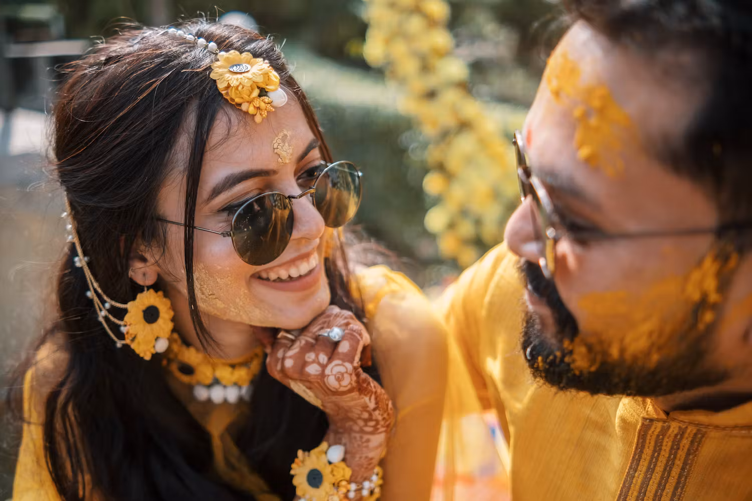 Couple photoshoot during Haldi pic