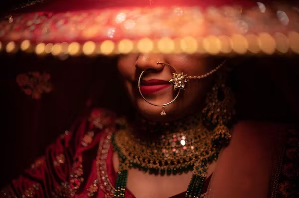 Closeup veil image of wedding bride
