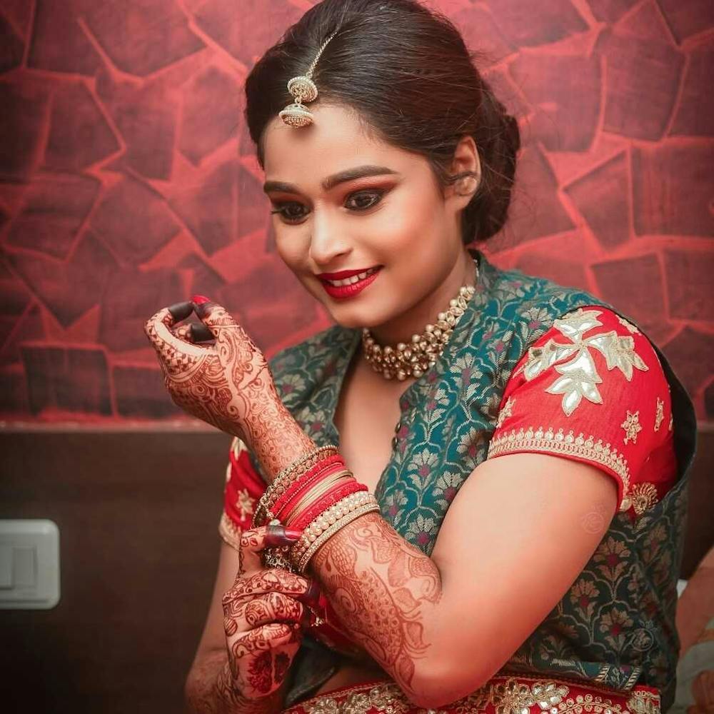 New bride getting ready for her wedding shot