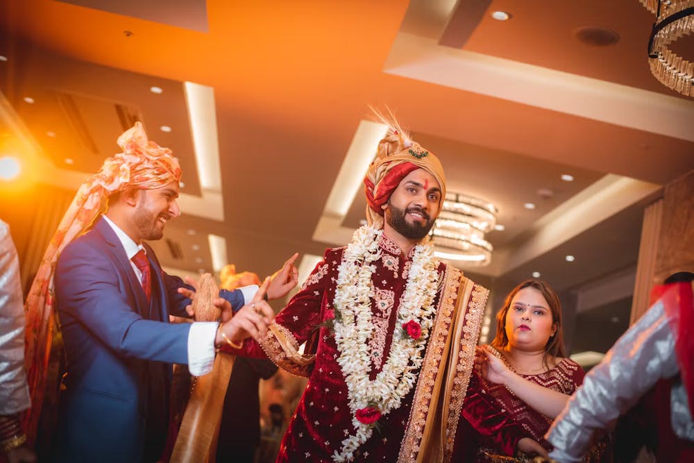 Groom cheered up for his wedding pic