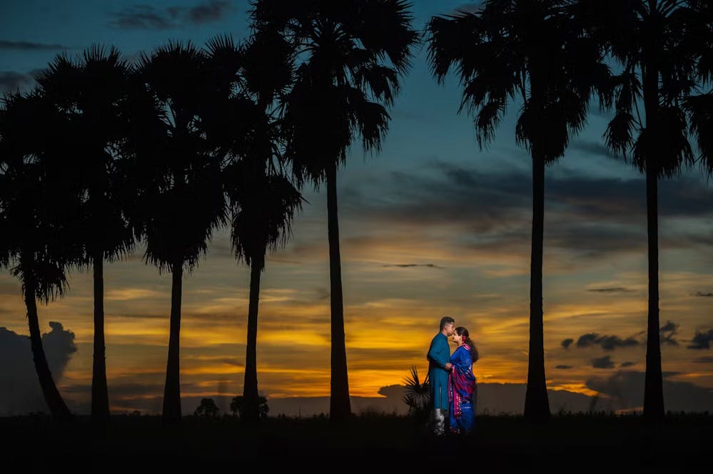 Romantic pre-wedding photography of couple