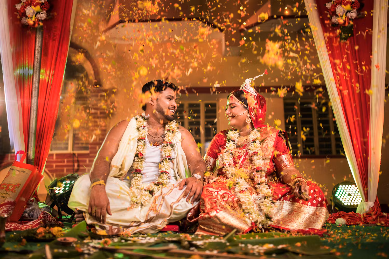 Groom and bride enjoying their wedding pic