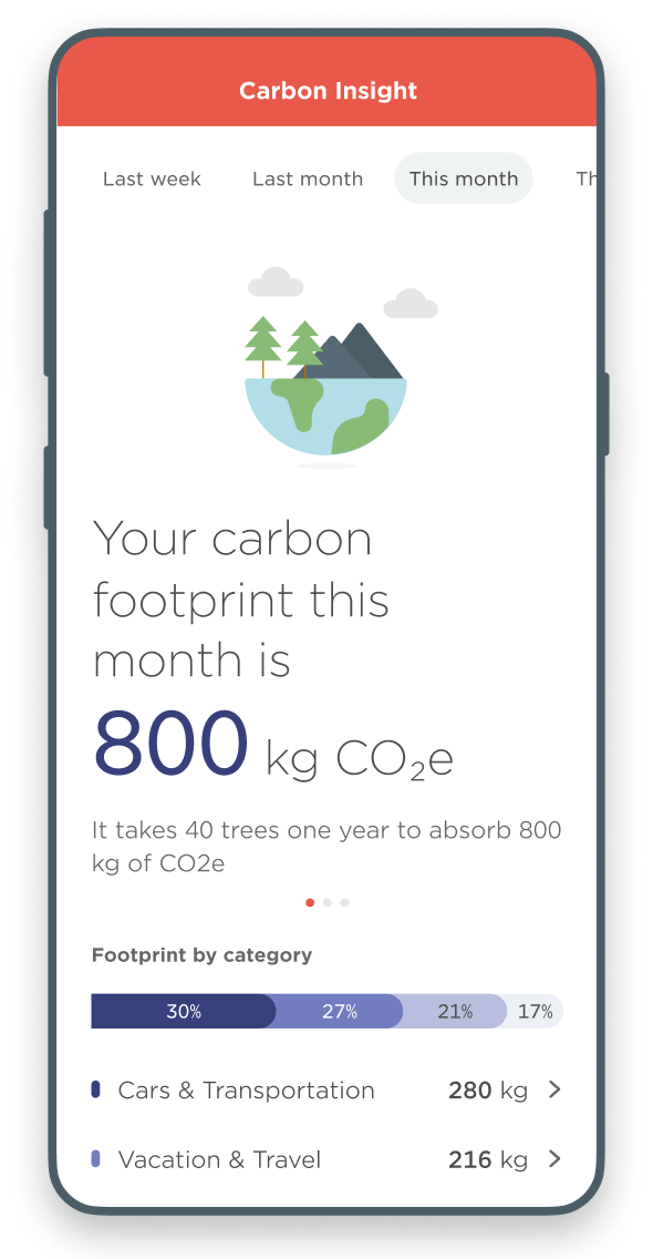 Screenshot of our solution on a mobile phone of Carbon Insight