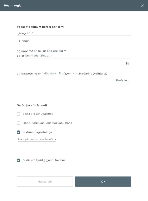 Búa til reglu