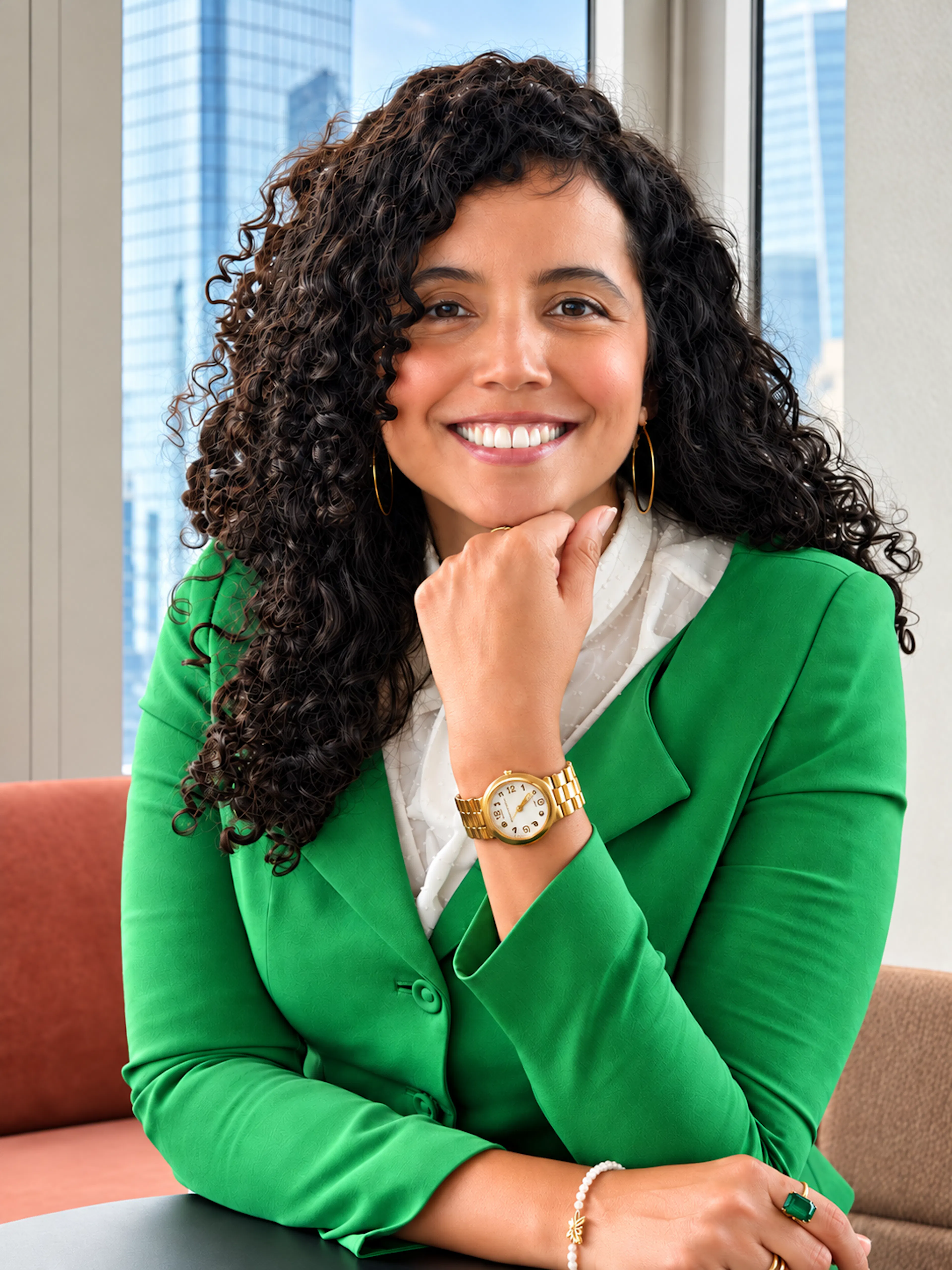 Gladys Henriquez seated by a window in New York