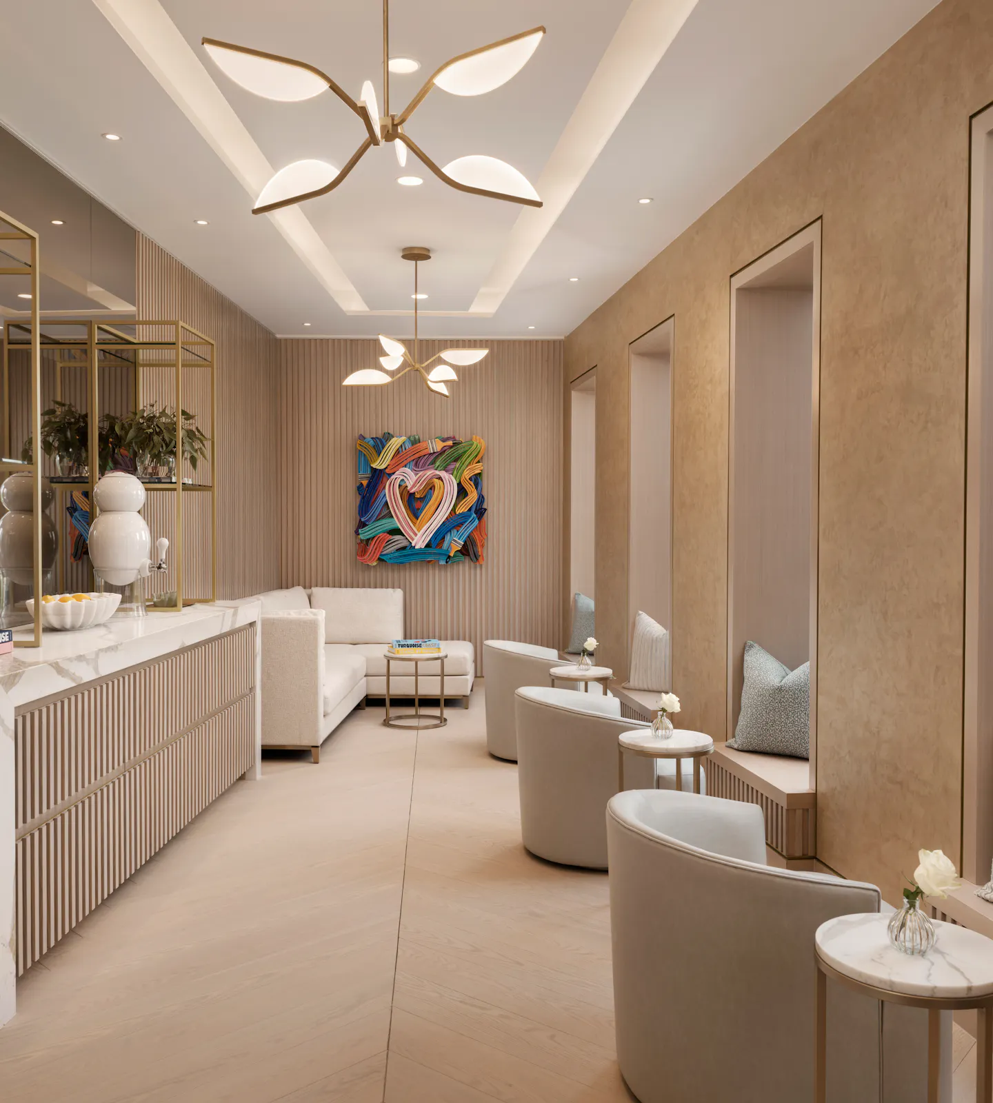 Member Lounge with seating facing the windows in Meraki Wellness