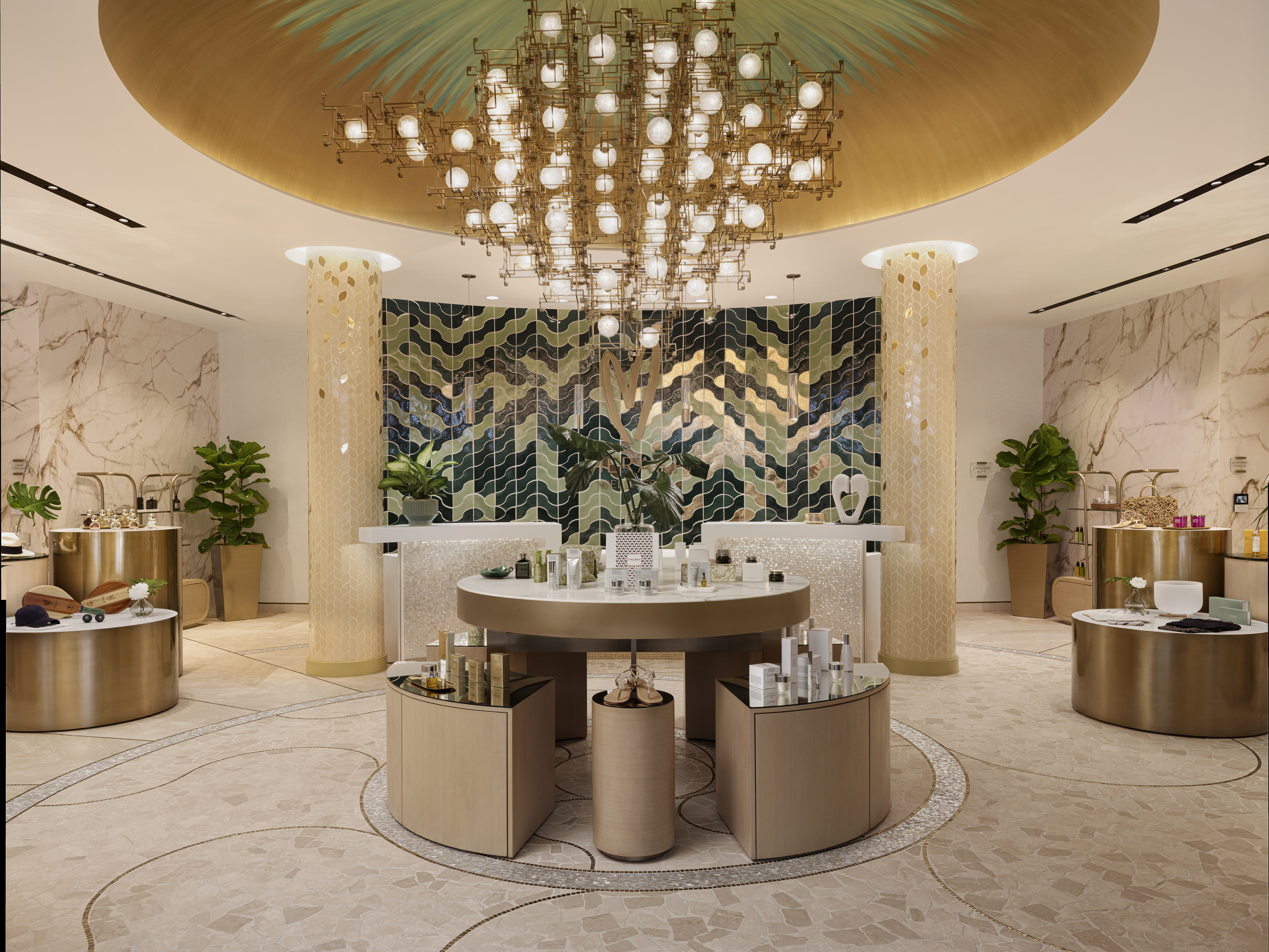 Spa Reception & Boutique Emporium with products on display at Meraki Wellness