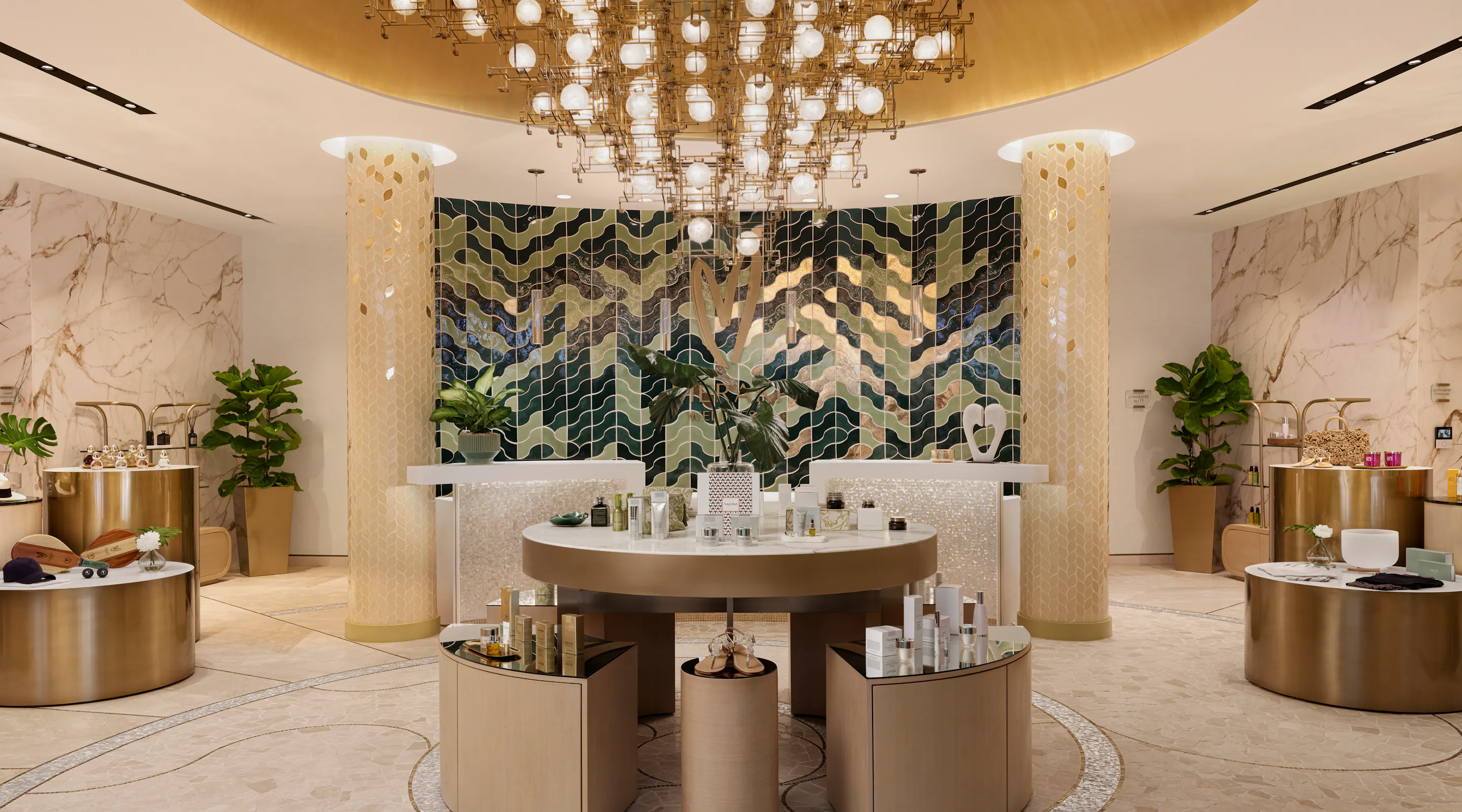 Spa Reception & Boutique Emporium with products on display at Meraki Wellness