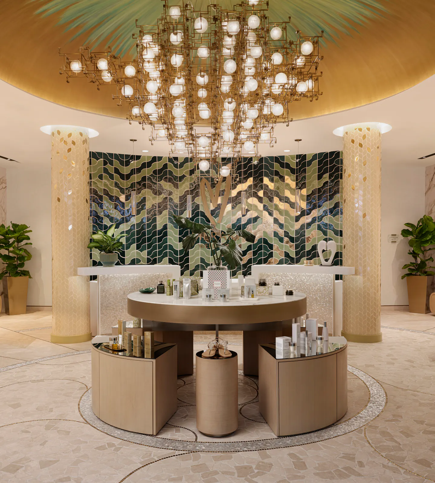 Spa Reception & Boutique Emporium with products on display at Meraki Wellness