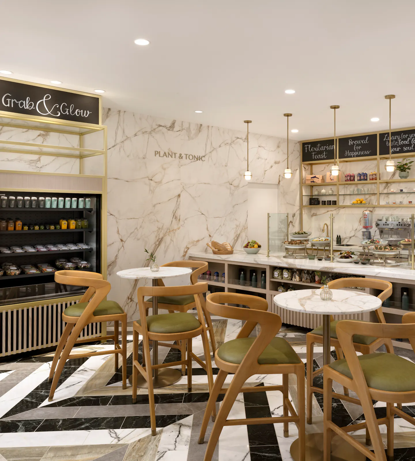 Wellness Café serving flexitarian food with bar stool seating