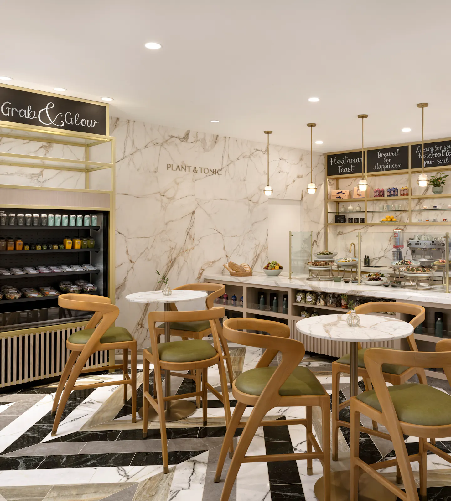 Wellness Café serving flexitarian food with bar stool seating