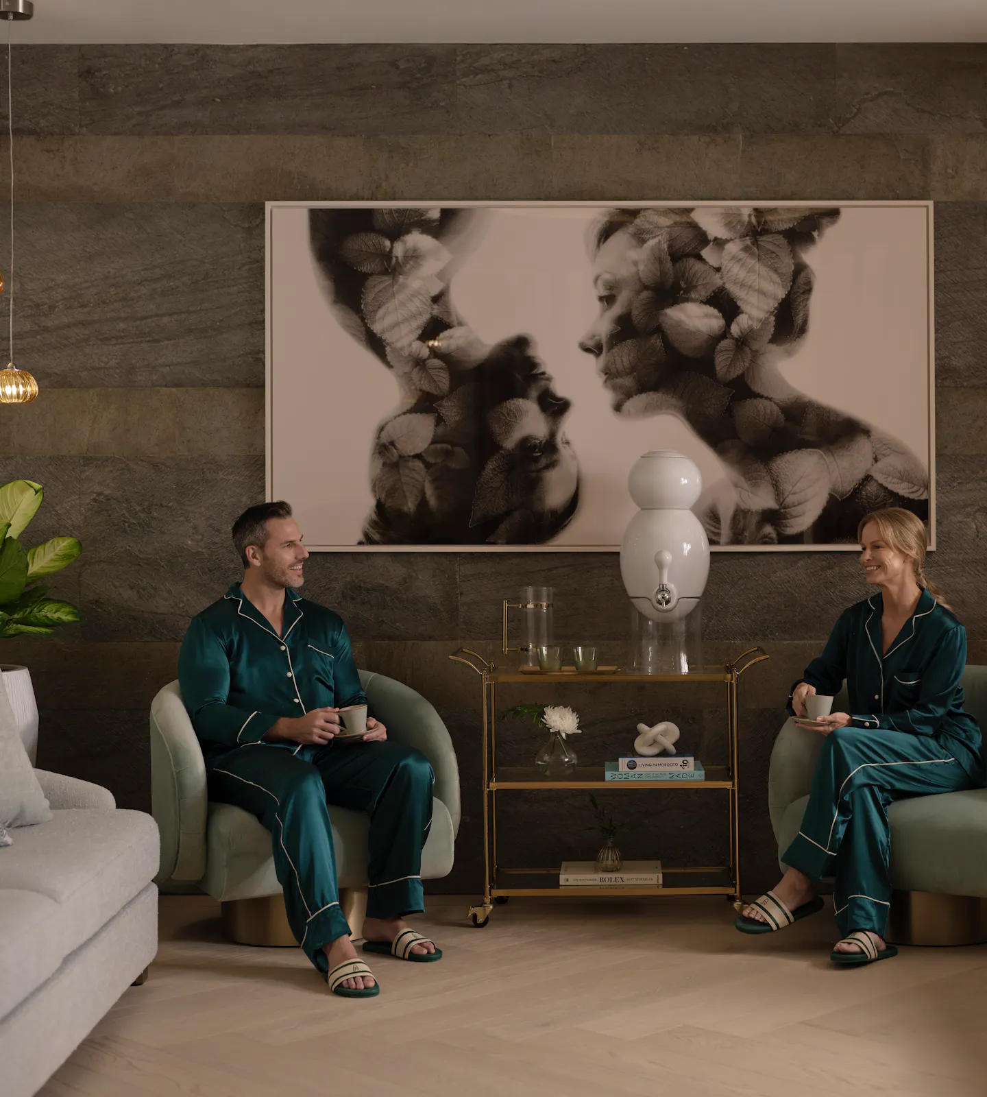 Guests relaxing in the Wellness Lounge at Meraki Wellness in Grand Cayman