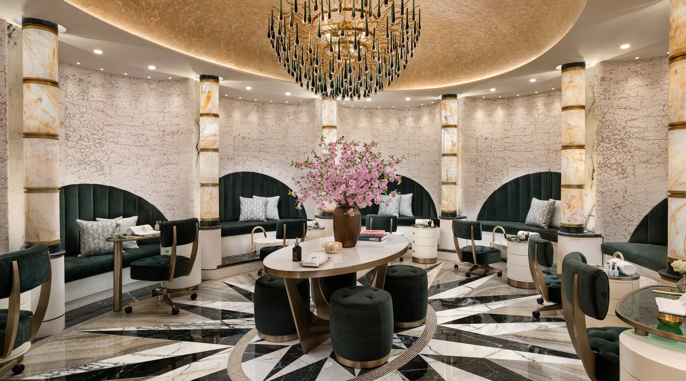 Interior of the Butterfly Room manicure and pedicure salon at Meraki Wellness