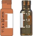 Vial ámbar 2ml con escala n9 y tapa roja con septa PTFE silicona con apertura central