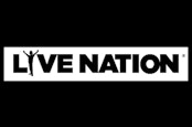 Live Nation logo in white on black background with figure replacing letter I