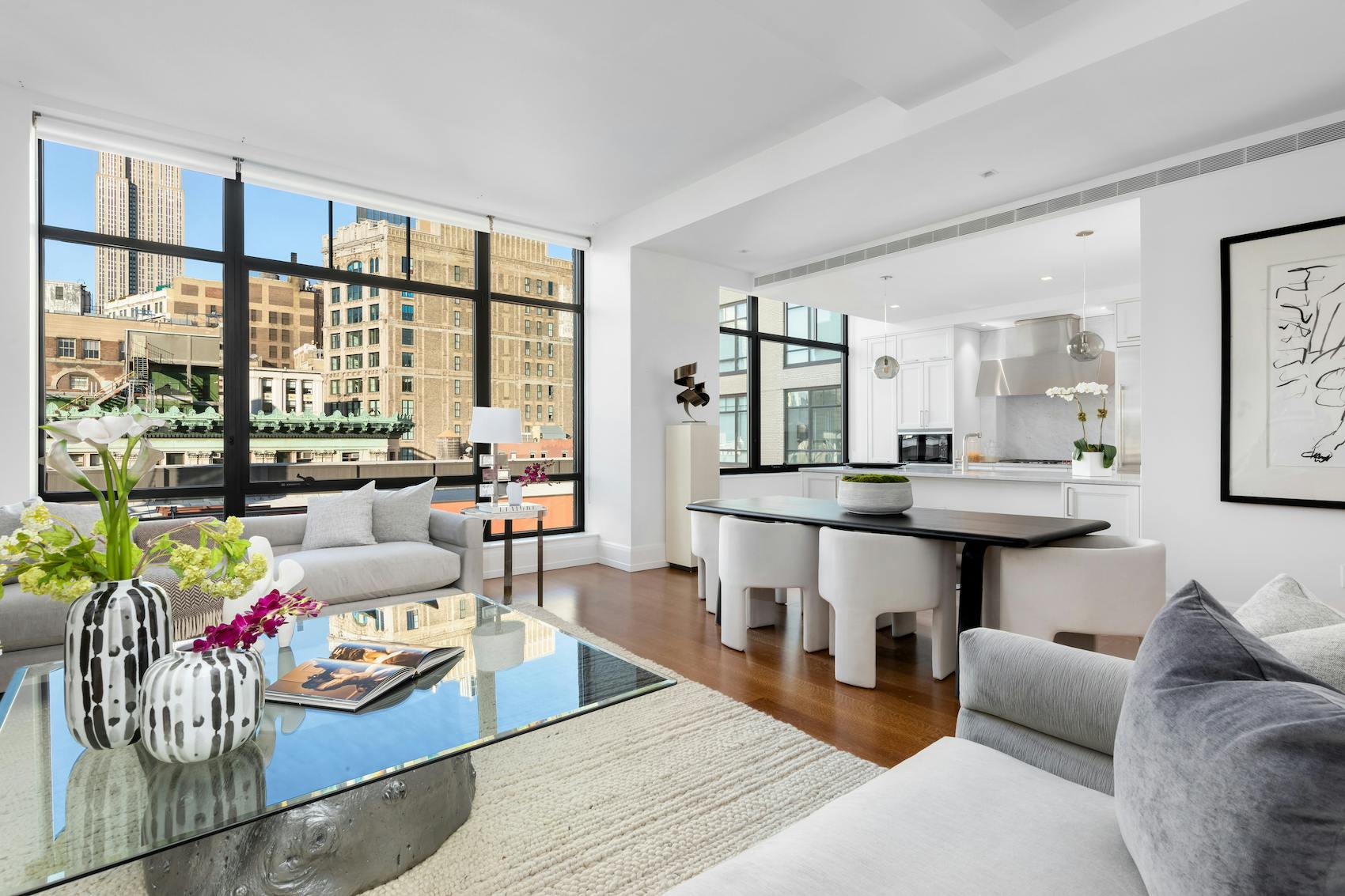 Meridith-Baer-Home-Home-Staging-New-York-Flatiron-Contemporary-Condo-Highrise-Condos-and-Lofts-Transitional-Living-Room-Dining-Table
