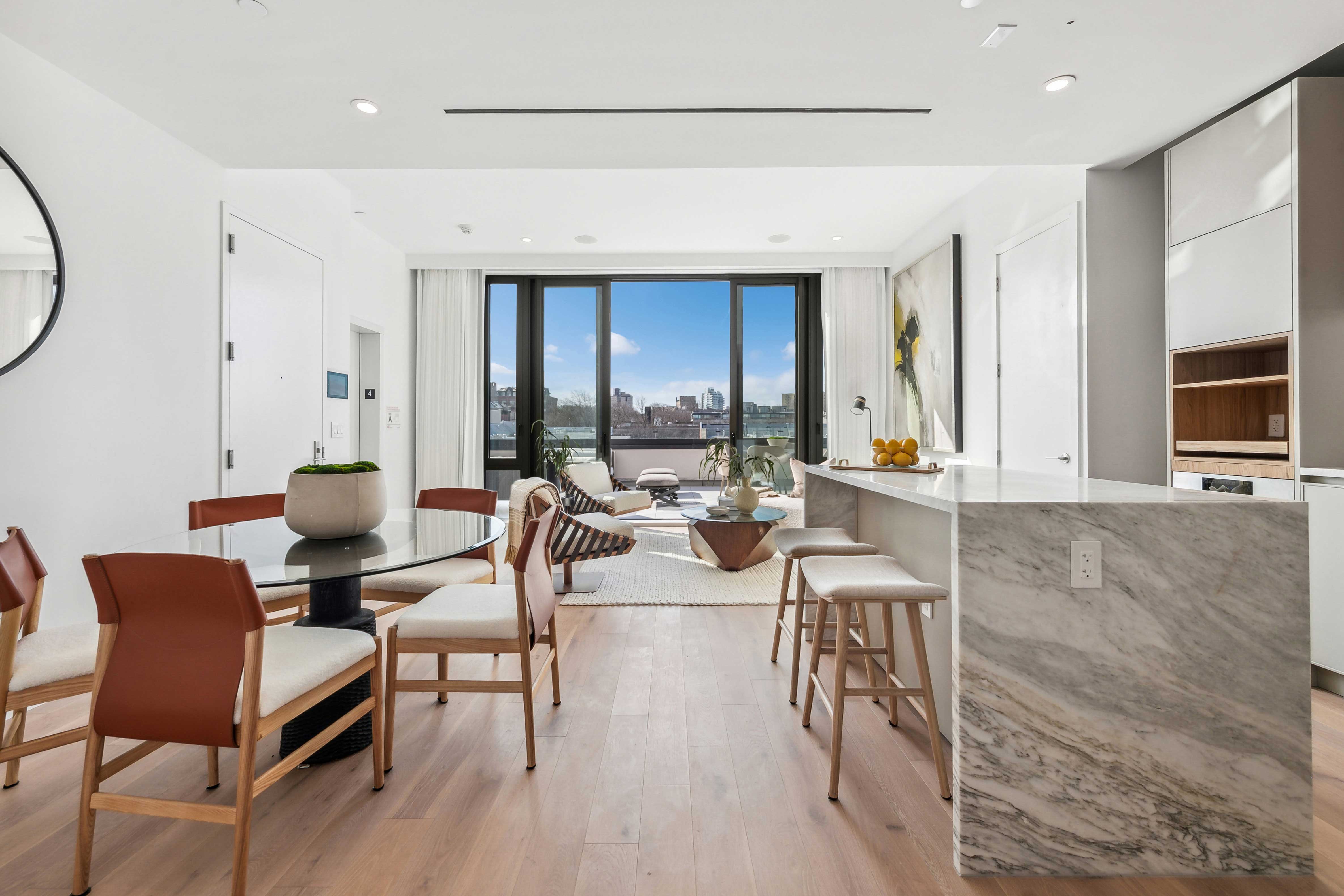 Meridith-Baer-Home-Home-Staging-New-York-Prospect-Heights-Penthouse-Transitional-Luxury-Homes-Dining-Room-Kitchen