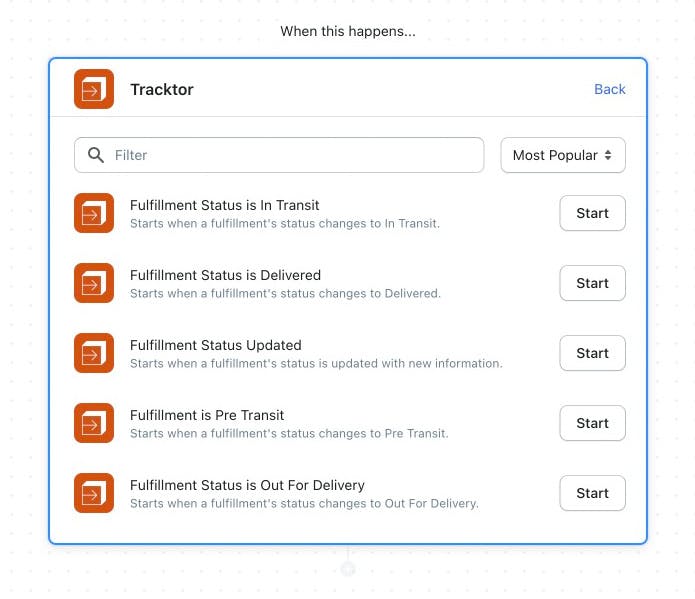 Tracktor Workflow Triggers