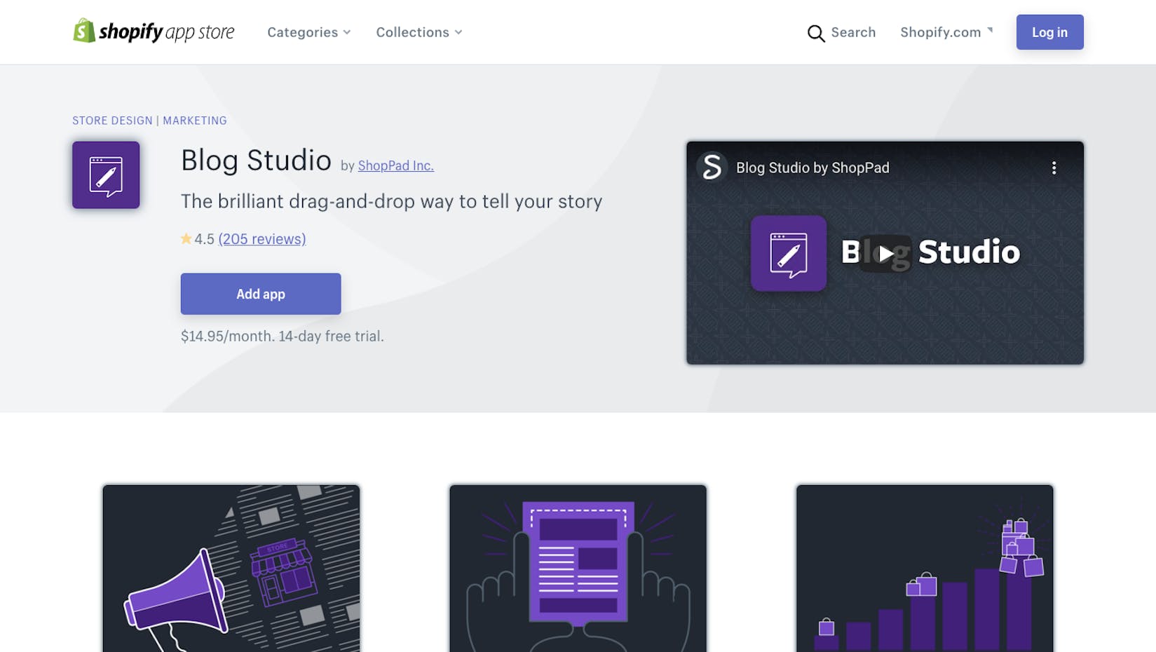 Blog Studio app store page